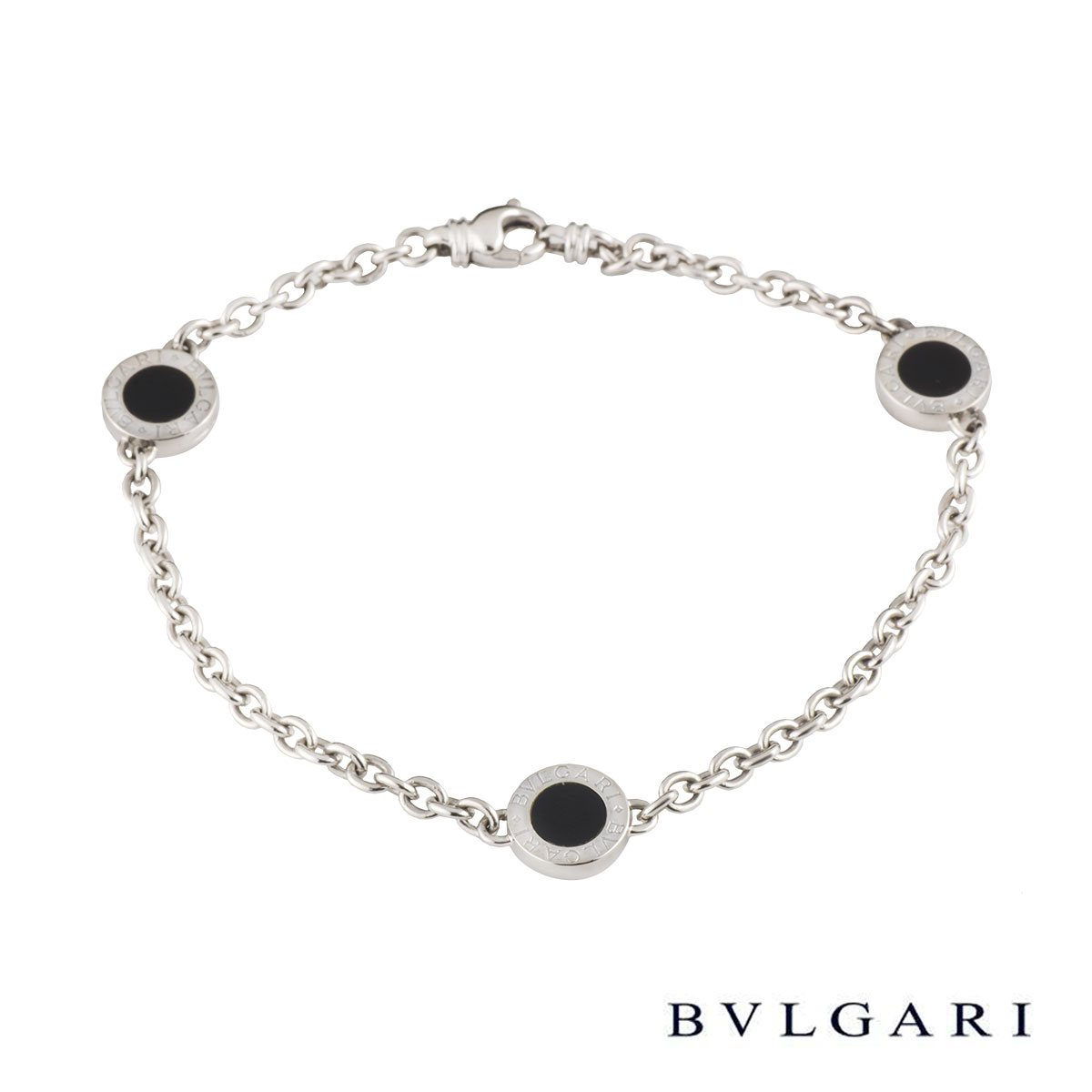 bvlgari silver onyx bracelet